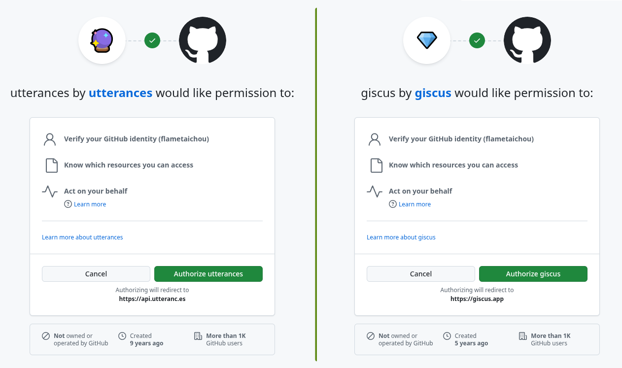 utterances vs giscus comparison 2